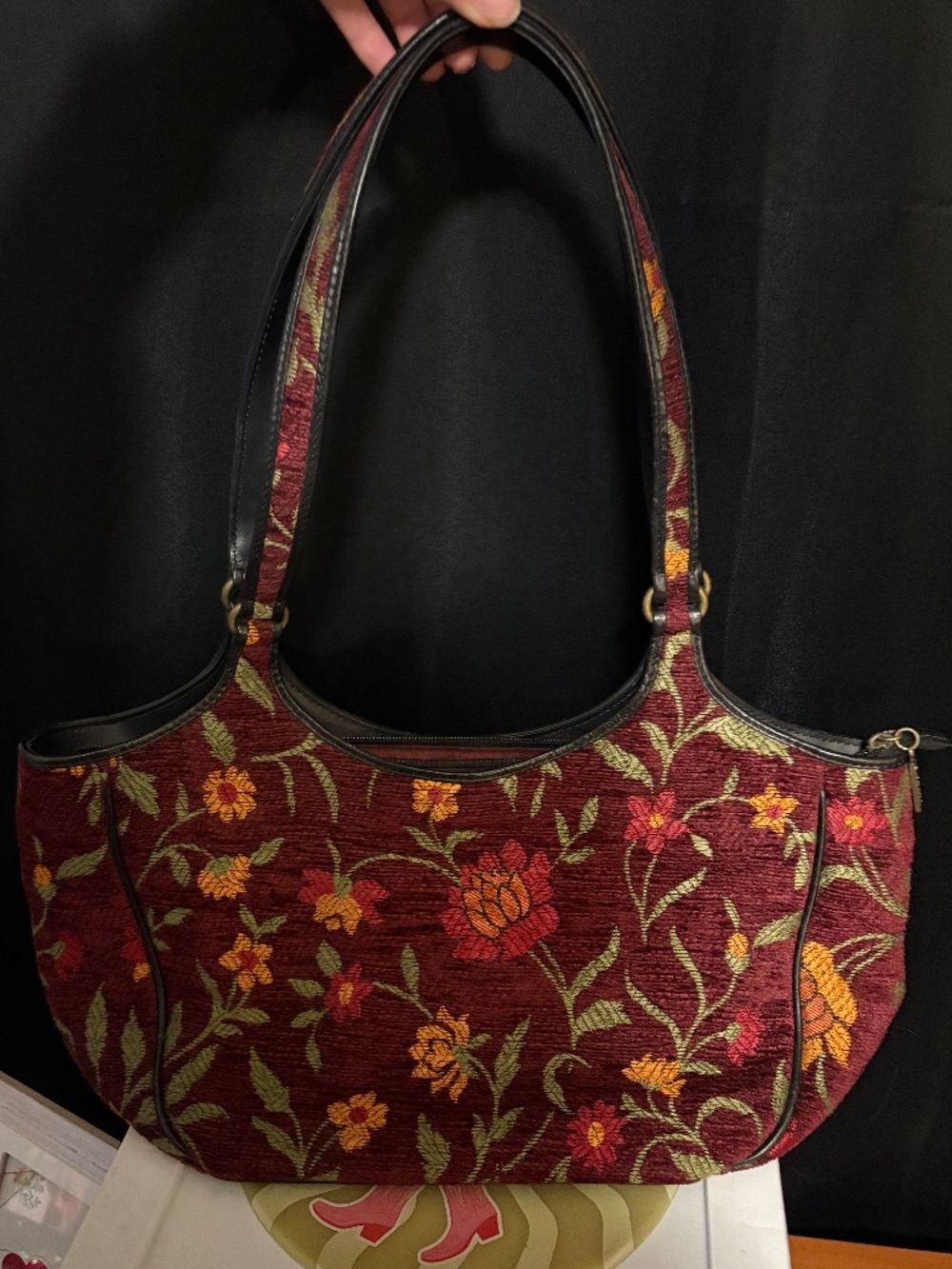 vintage red floral bag